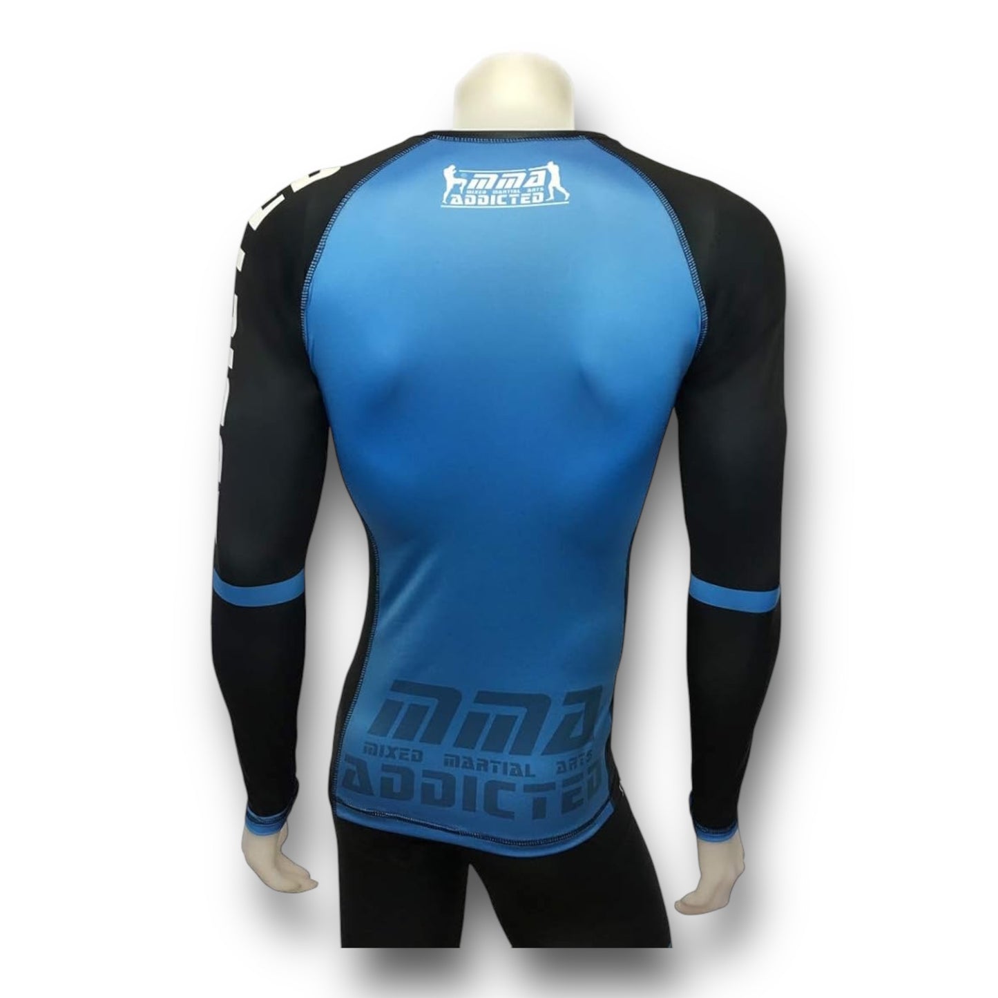 MMA Addicted Rash Guard MOD.“2nd Skin” Maniche Lunghe - Nero/Blu