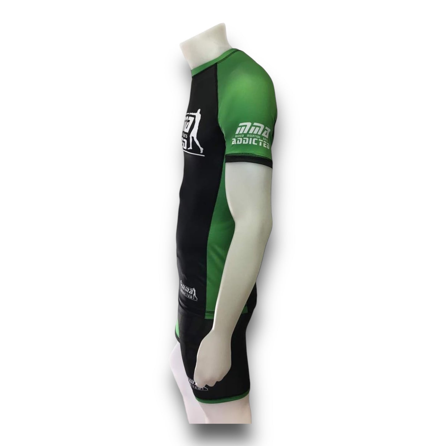 MMA Addicted Rash Guard MOD.“2nd Skin” Mezza Manica-Nero/Verde