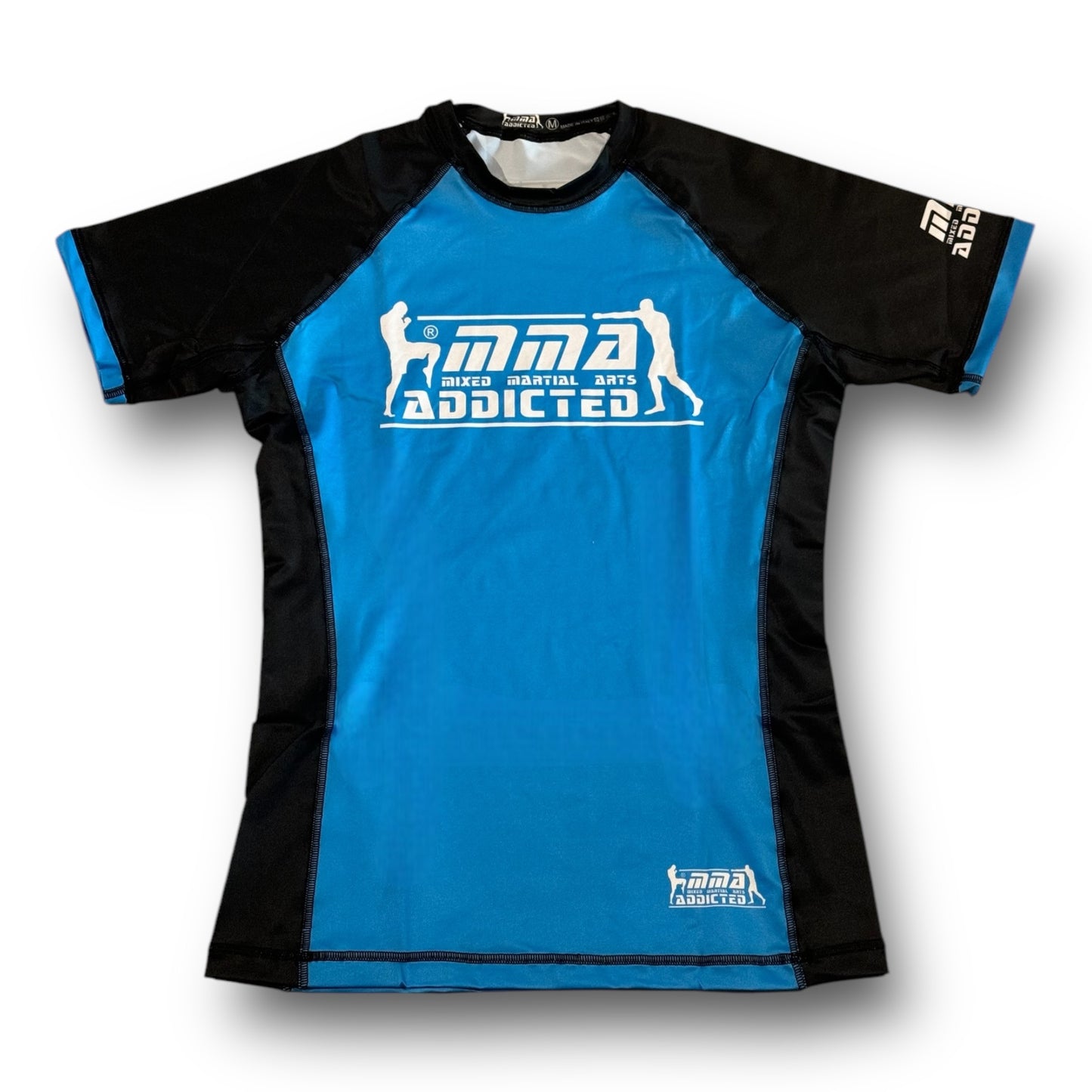 MMA Addicted Rash Guard MOD.“2nd Skin” Mezza Manica-Azzurro/Nero