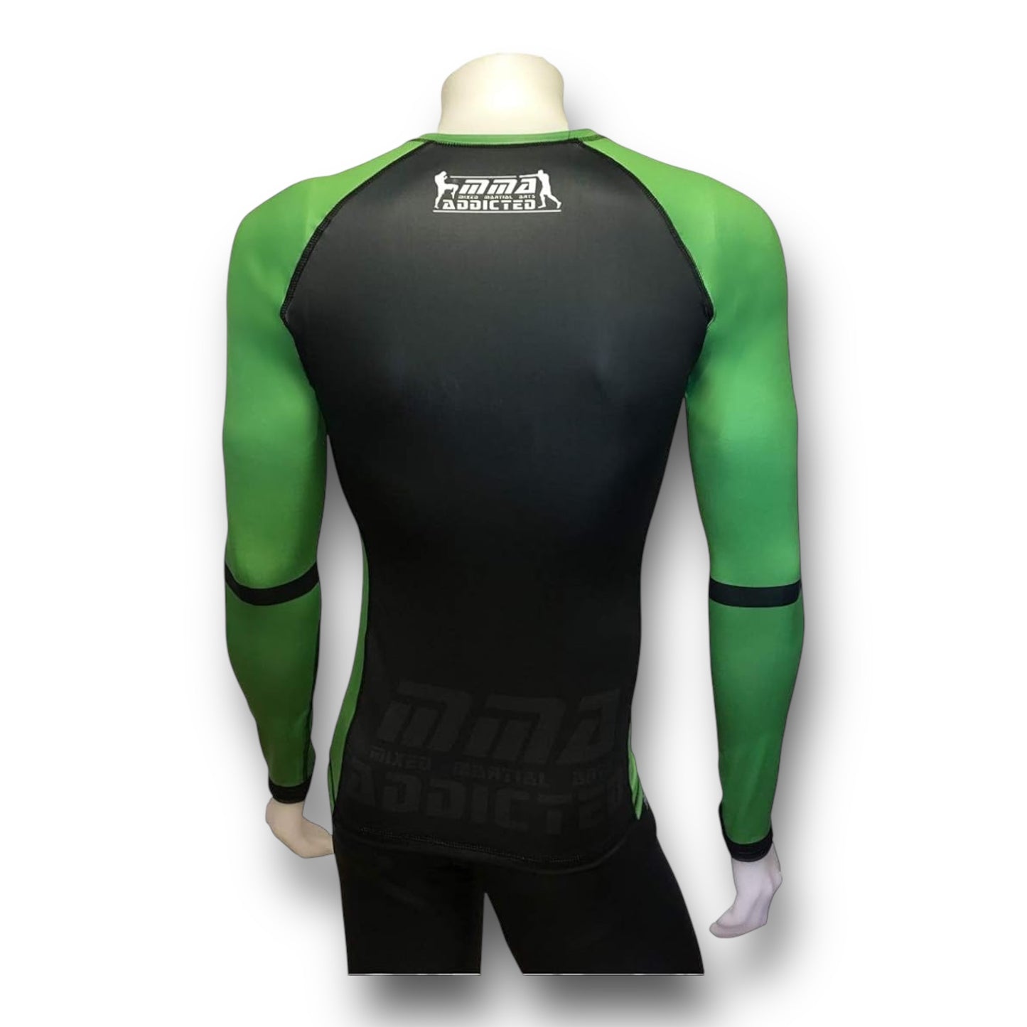 MMA Addicted Rash Guard MOD.“2nd Skin” Maniche Lunghe - Nero/Verde