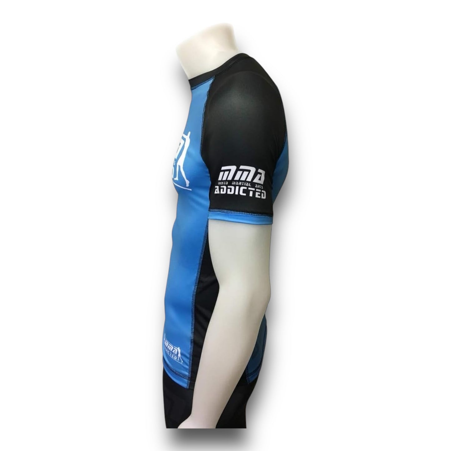 MMA Addicted Rash Guard MOD.“2nd Skin” Mezza Manica-Azzurro/Nero
