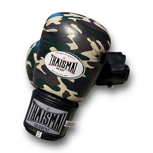 ThaiSmai ProFighter Velcro Camo Green - Guantoni - Vera Pelle